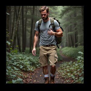 CQR Tactical Shorts Men's Tan 30 Ripstop Stretch Elastic Waist Cargo- EUC
